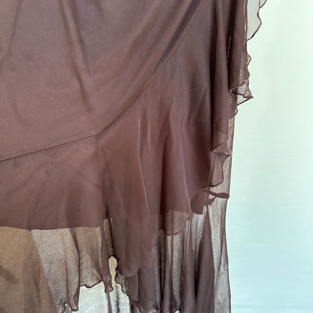 Y2K Brown Halter Dress Coquette Goth Tiered Ruffled Midi - Picture 6 of 6